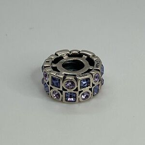 Chamilia 925 Sterling Silver ‘ Stepping Stones ‘ Purple Cz Geometric Charm Bead
